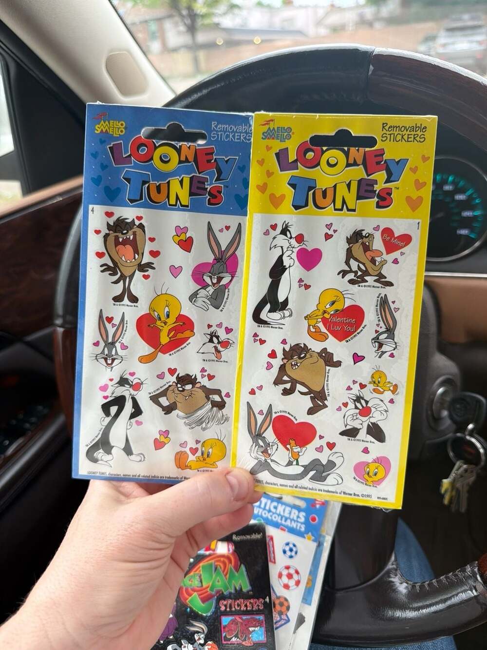 Vintage 1995 Mello Smello Looney Tunes Valentine's Day Removable Stickers 2 Pack